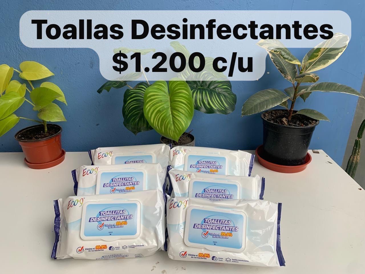 Paquetes blancos de toallitas desinfectantes Eco9